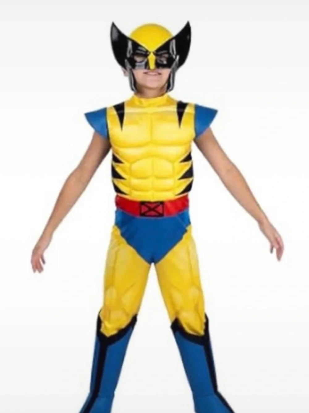 Marvel Yellow, Blue & Black Wolverine Kids Superhero Costume. 10/12
